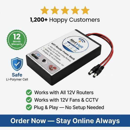 NetVolt 9600mAh Mini UPS Power Bank for WiFi Router & ONT Device